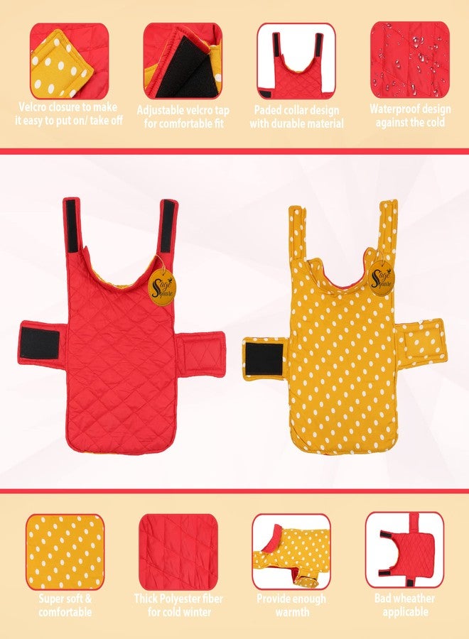 Sage Square Dog Fleece Jacket Reversible Dog Vest Waterproof, Windproof Cold Weather Dog Clothes Pet Apparel for Dogs (Yellow and Red) (Large) (24 Inches) - Image 4